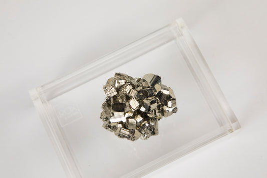 acrylic card box with pyrite for one set of playing cards side view