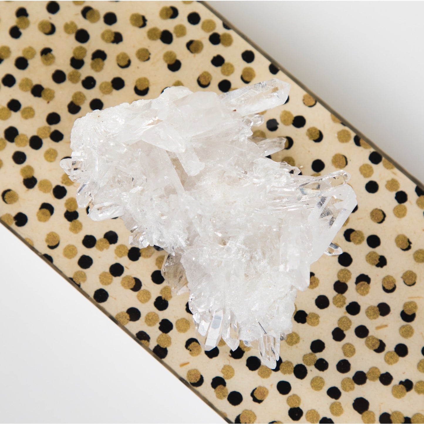 dalmation lacquer box diagonal view with quartz crystal