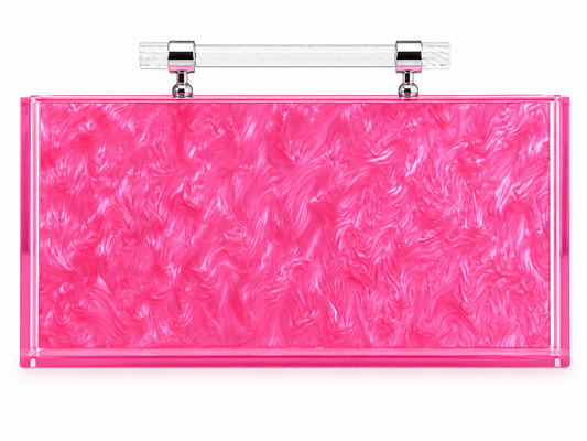 Pink marble mahjong case with handle acrylic