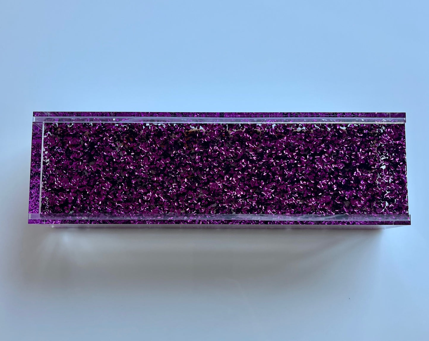 purple glitter acrylic rummikub set top
