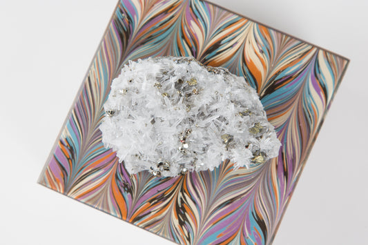 square chevron lacquer box with crystal top view