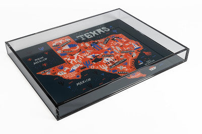 texas map acrylic serving tray side view