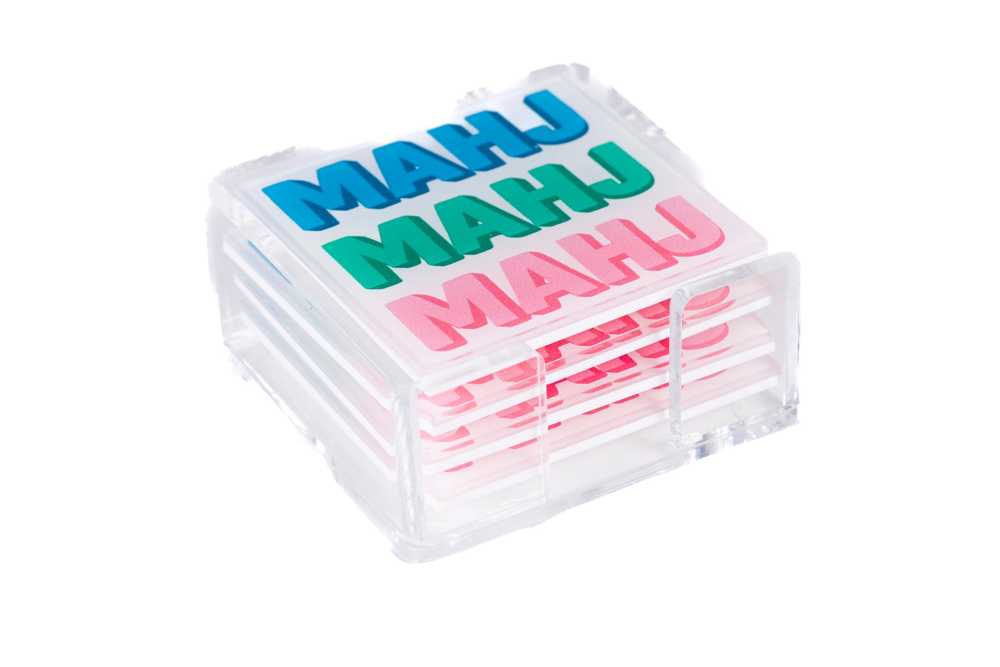 Acrylic mahjong coaster set side view