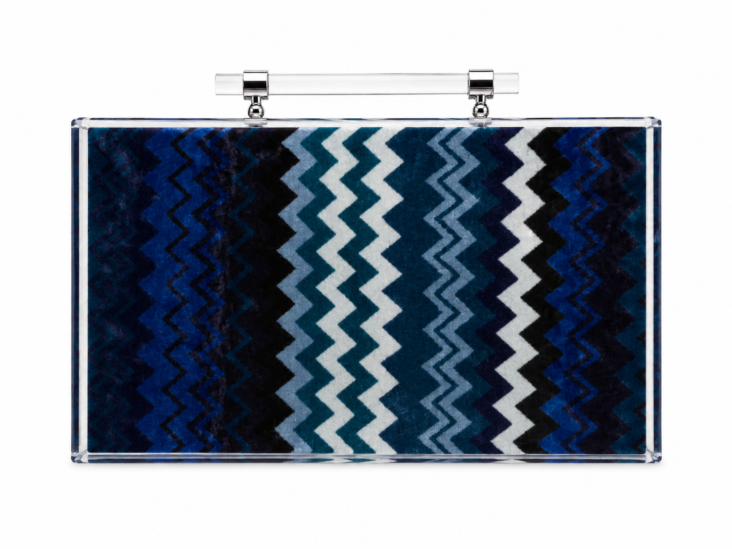 Blue Chevron mini travel mahjong case with handle acry