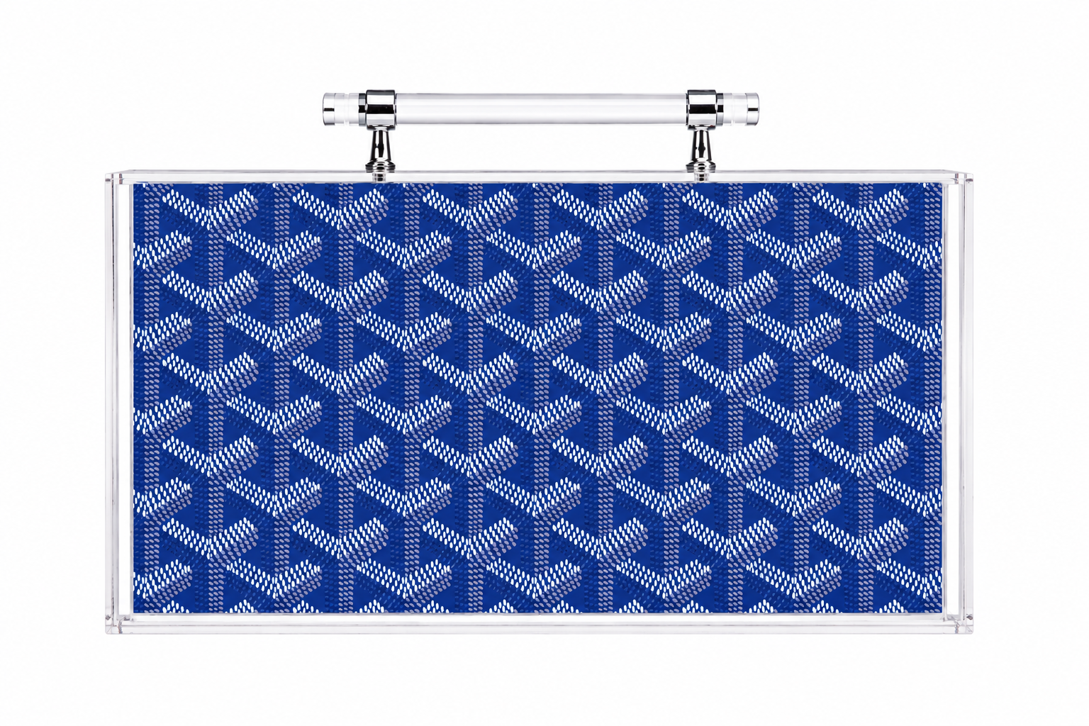 Blue Goyard acrylic mahjong case with handle 