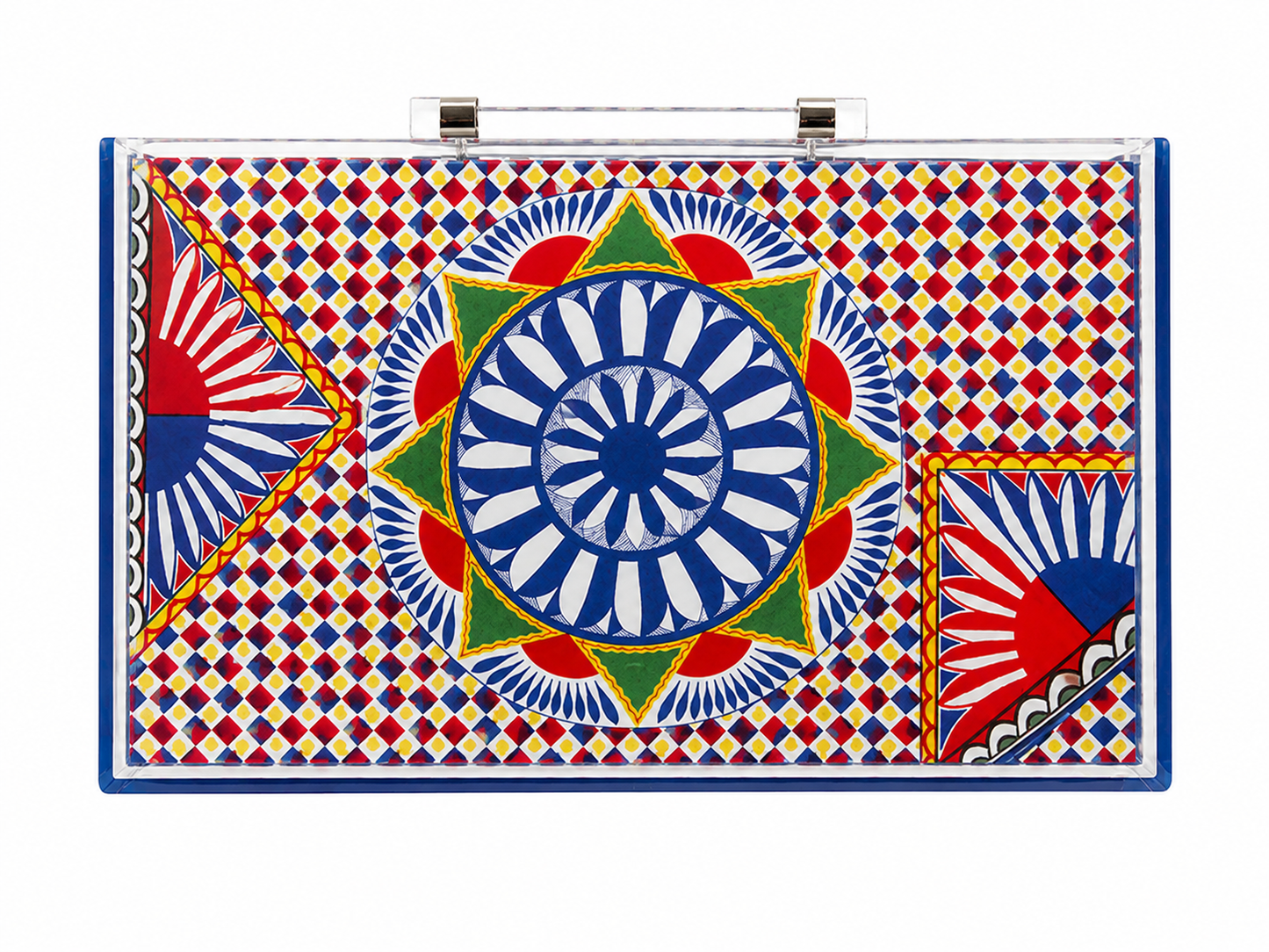Dolce Pattern Mahjong acrylic case with full set of tiles and pushers 