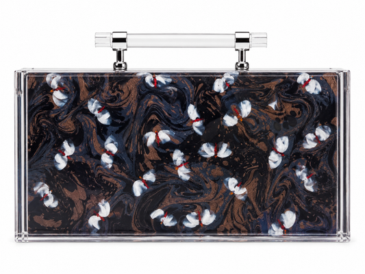 Dragonfly design on mahjong acrylic carrying case with full set of tiles and pushers