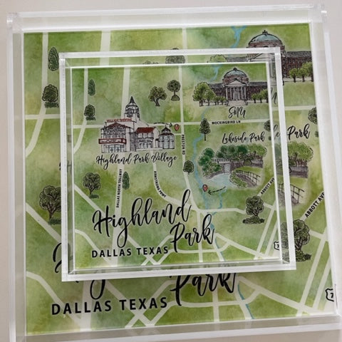Highland park dallas acrylic serving tray 2 sizes 