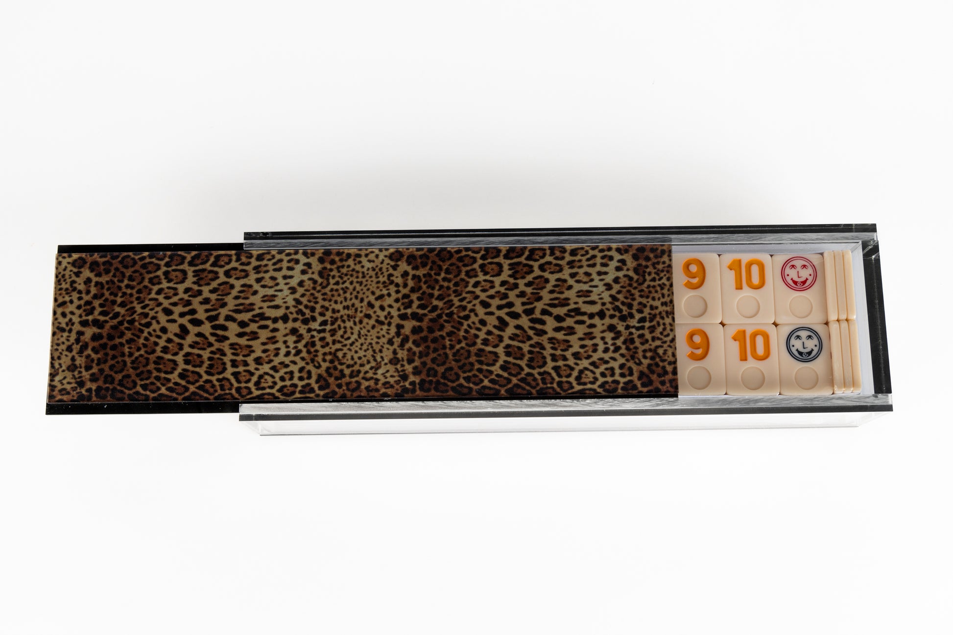 leopard acrylic rummikub set with tiles