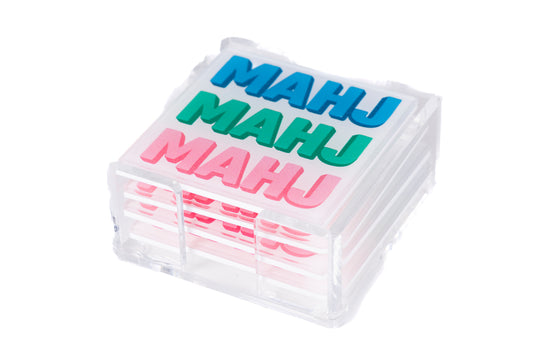 Mahjong Acrylic Coaster set of 4 in a clear acrylic holder