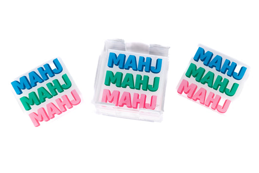 Acrylic Mahjong coaster set with clear holder shown here 3 