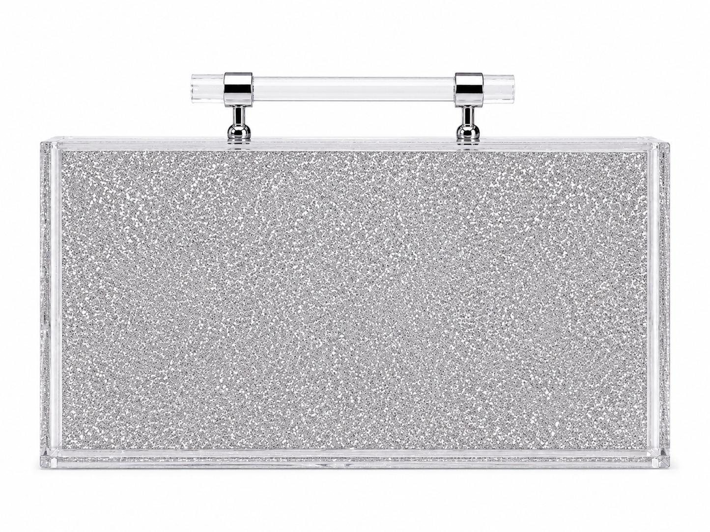 Silver glitter Mahjong acrylic case with full set of tiles and pushers 