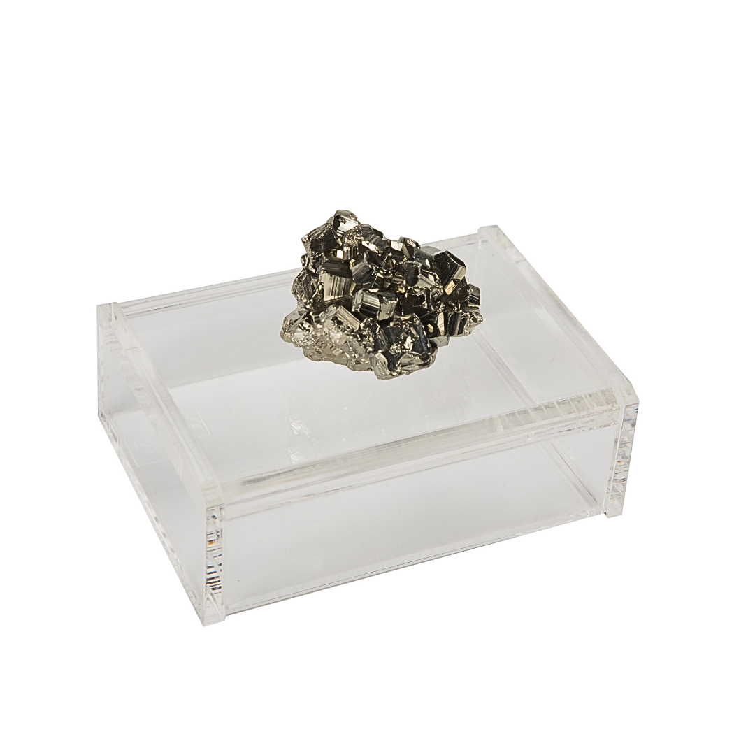 acrylic card box with pyrite holds 1 set of playing cards