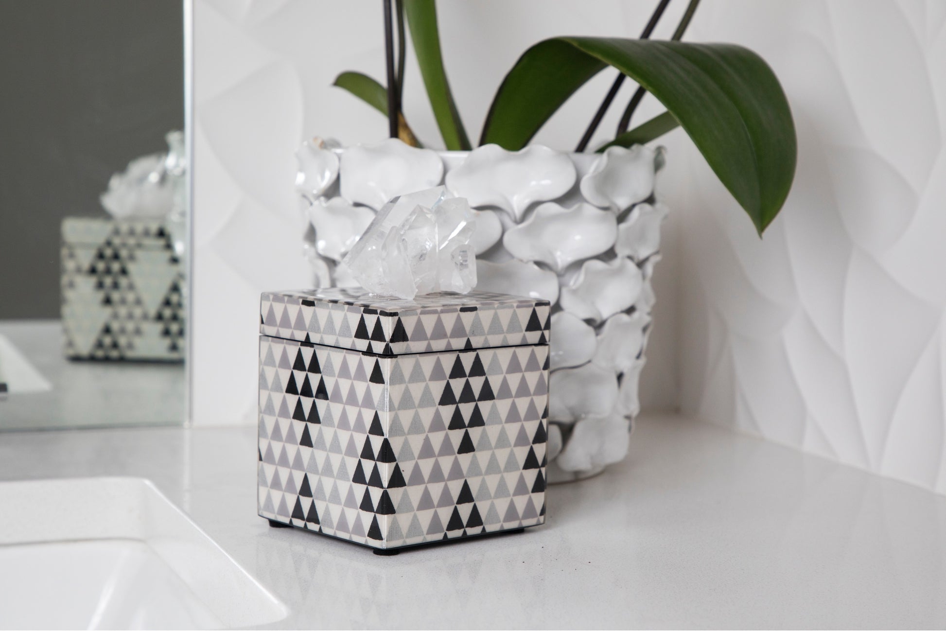 black pyramid lacquer box in bathroom