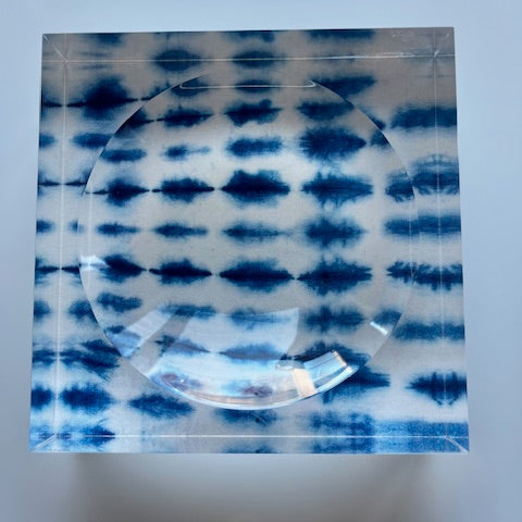 blue ikat acrylic candy bowl
