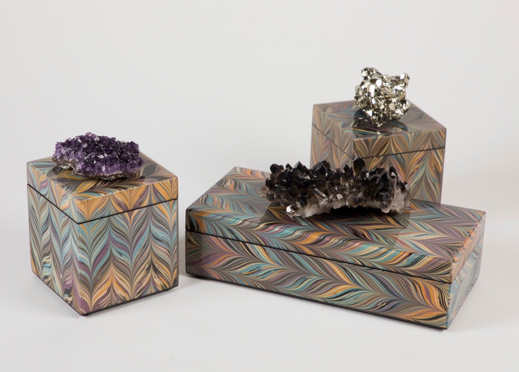 chevron lacquer box selection of  sizes