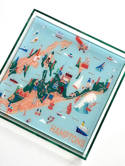 hamptons map acrylic tray side