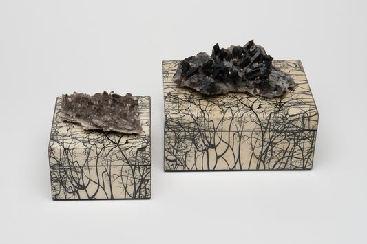 lacquer box with branches and crystal