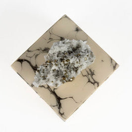 marble lacquer box with pyrite topper