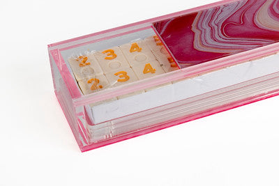 pink coral acrylic rummikub set