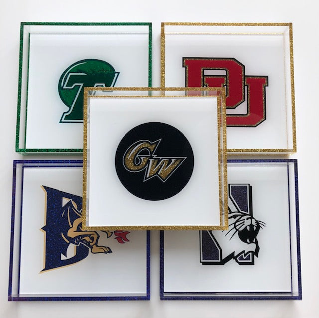 college logo acrylic tray 8x8