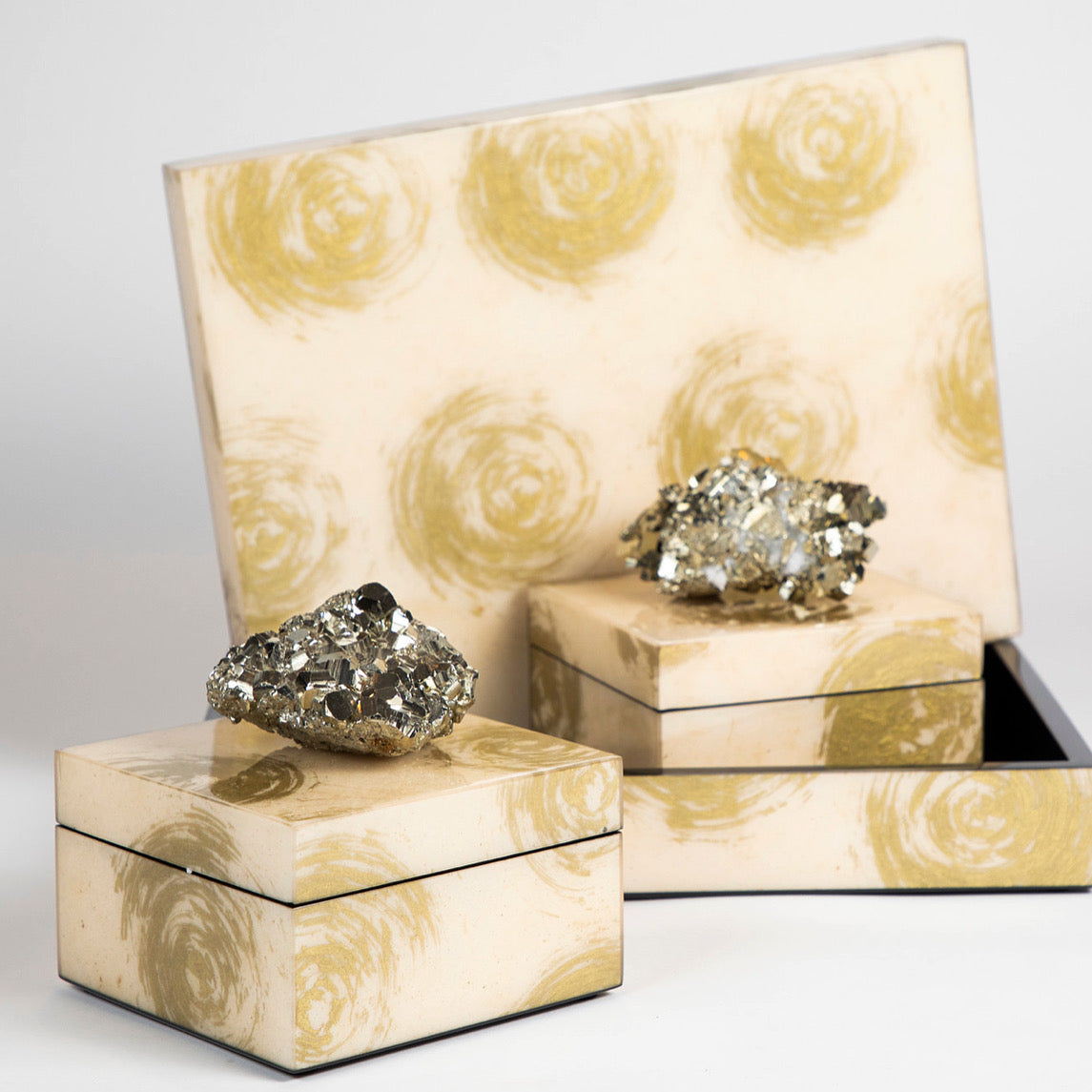 gold swirl lacquer boxes selection