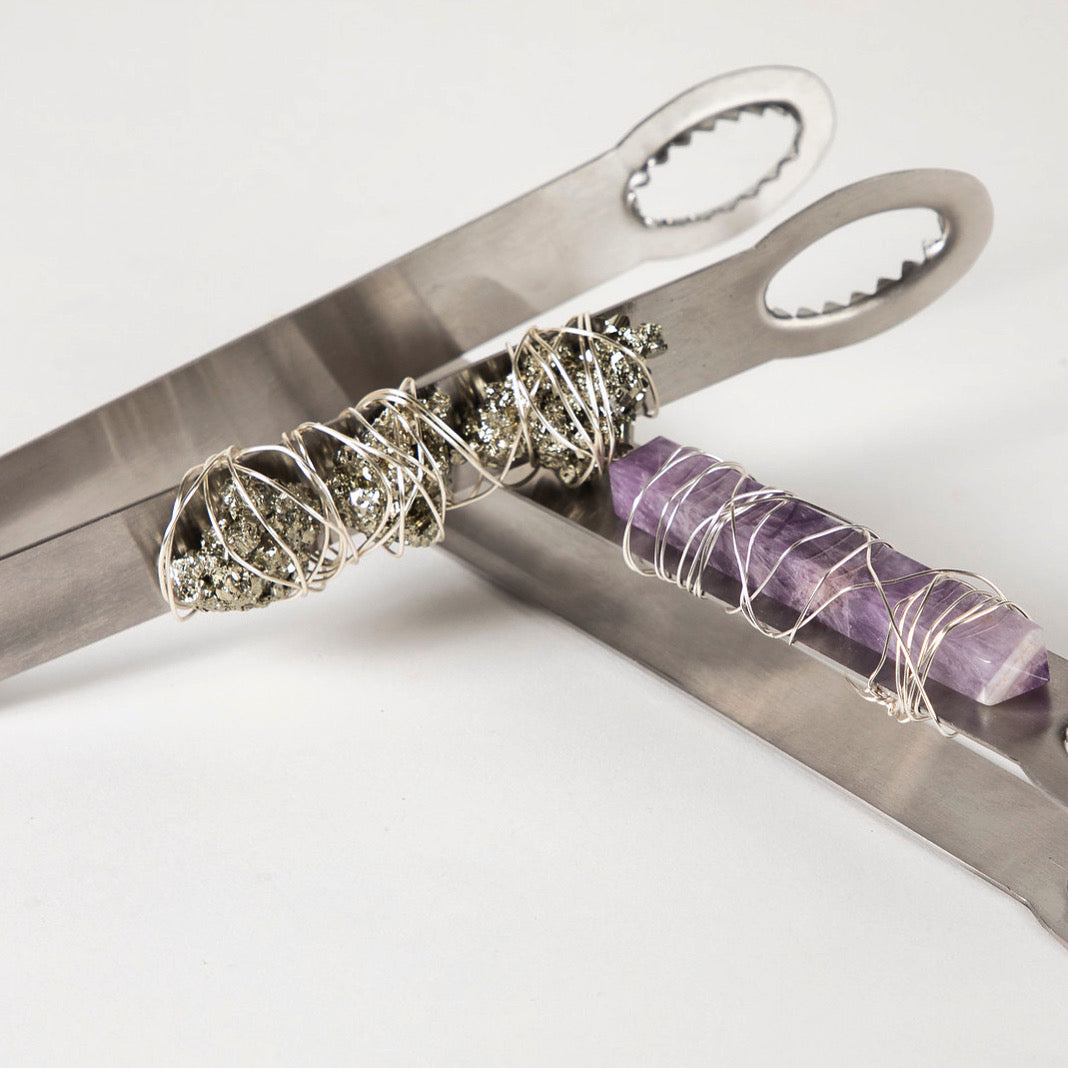 Stainless Serving Tongs with Gemstone Handle