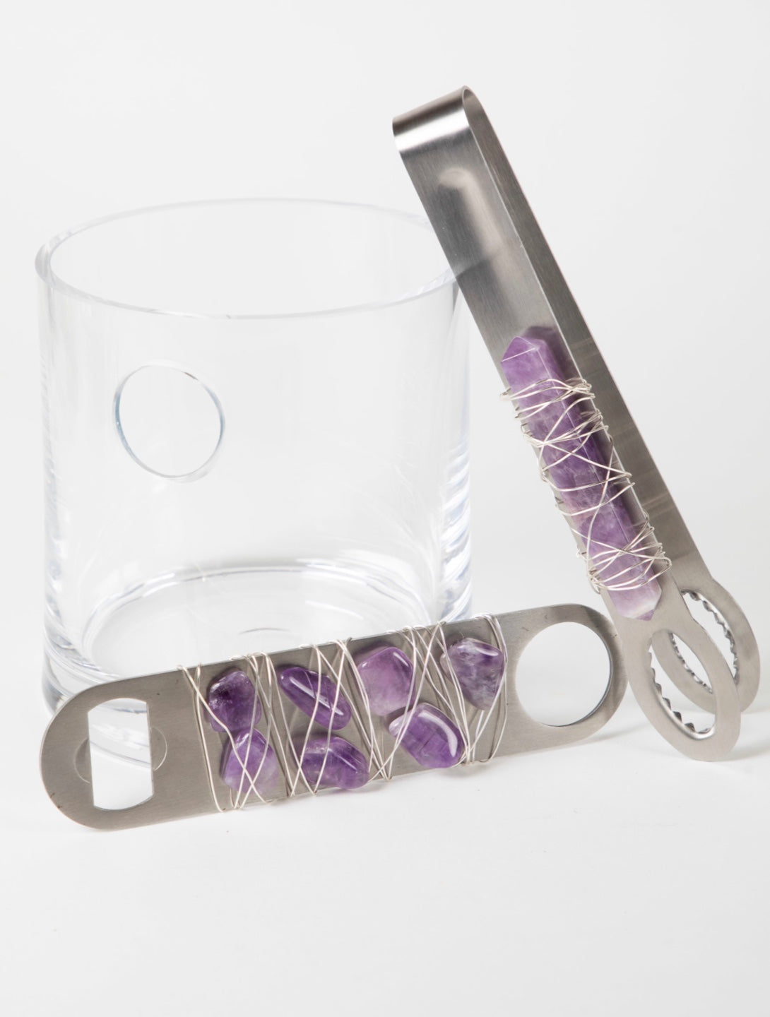 stainless steel tong with amethyst